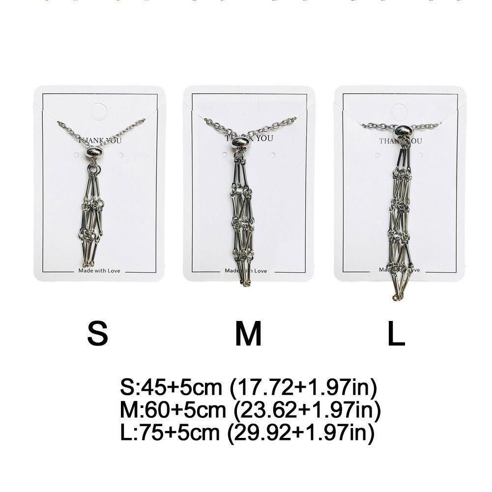 3xCrystal Holder Cage Necklace Set Stone Holder Necklace for Crystals Metal Net