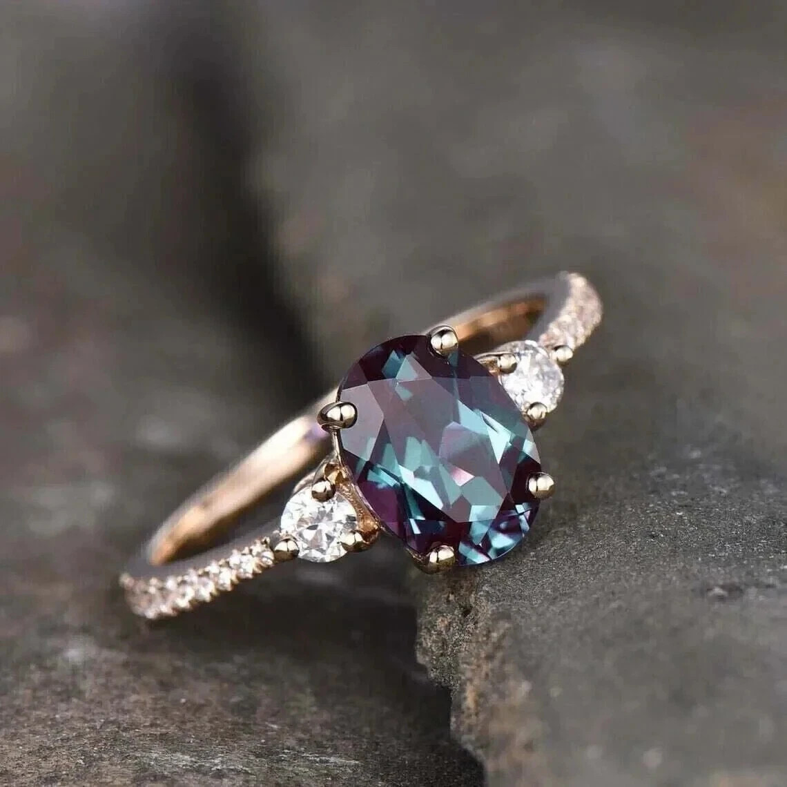 Color Change Alexandrite Gemstone Sterling Silver Ring Gift For Mother