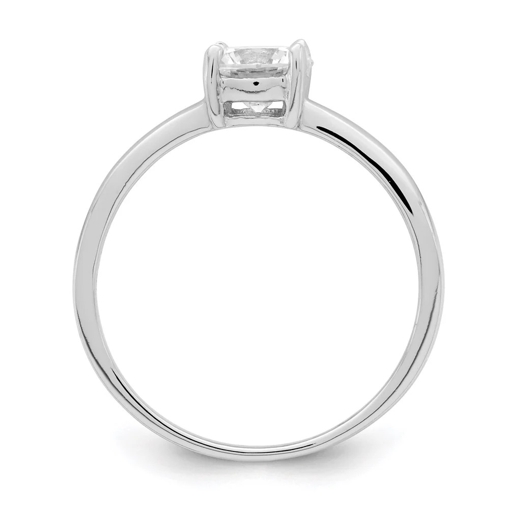 Sterling Silver Rhodium-Plated Solitaire Round CZ Ring