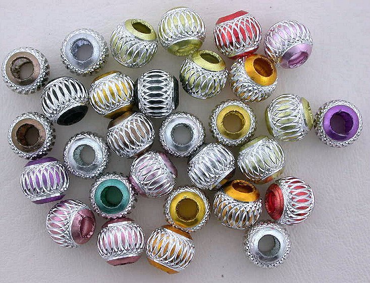 THIRTY SIX 11mm Round Aluminum 4mm Hole Spacer Beads Assorted Colors CF568A