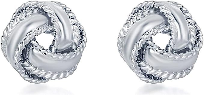 925 Solid Sterling Silver 10MM Love Knot Stud Earrings For Women and Girls
