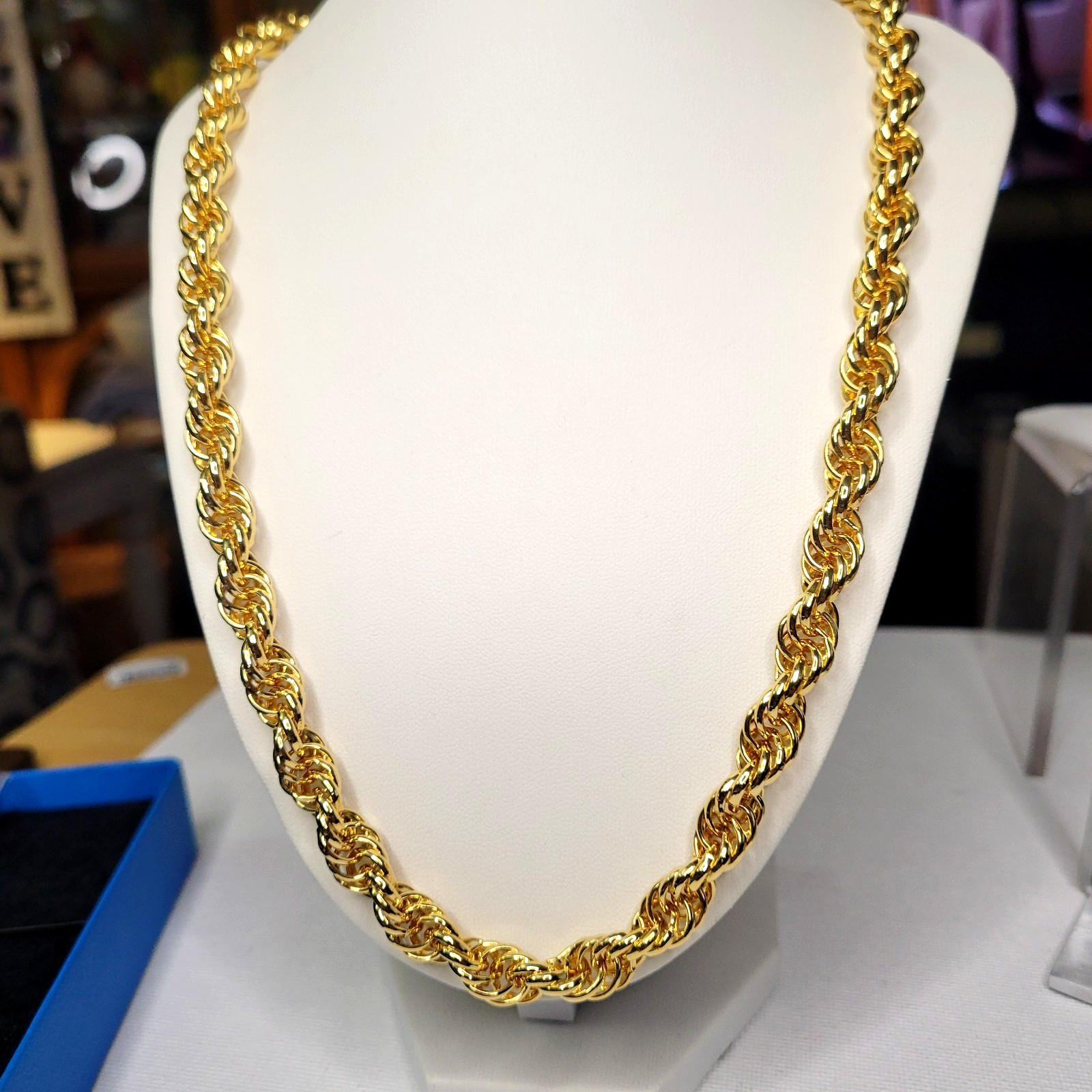 NEW JTV 18K Yellow Gold over Bronze Italy Thick Rope Chain Necklace 8.5mm 24″