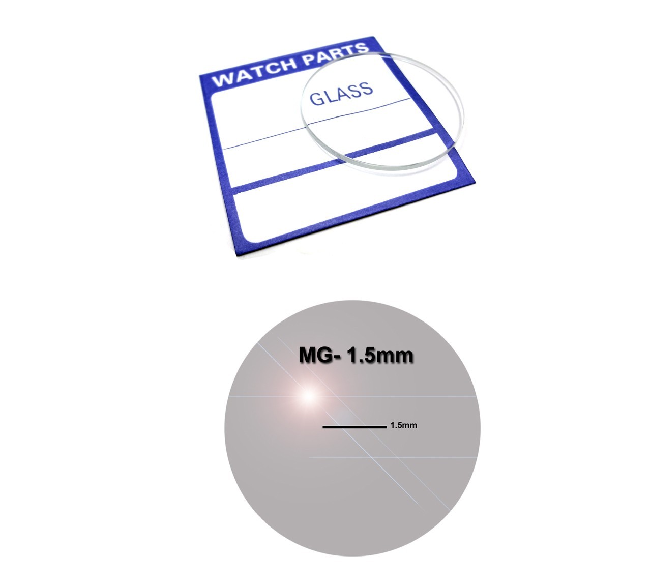 Flat Watch Crystal Mineral Glass 1.5 Millimeters Thick w/ Diameter 20.0 – 29.9mm