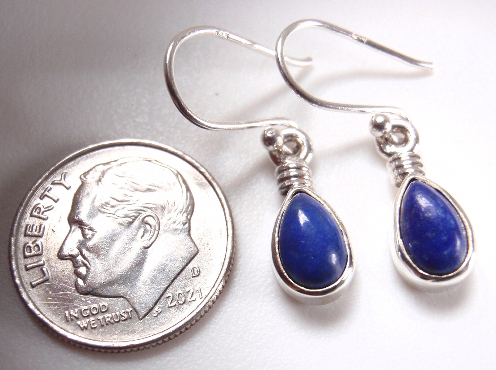 Lapis Lazuli Teardrop 925 Sterling Silver Dangle Earrings Small