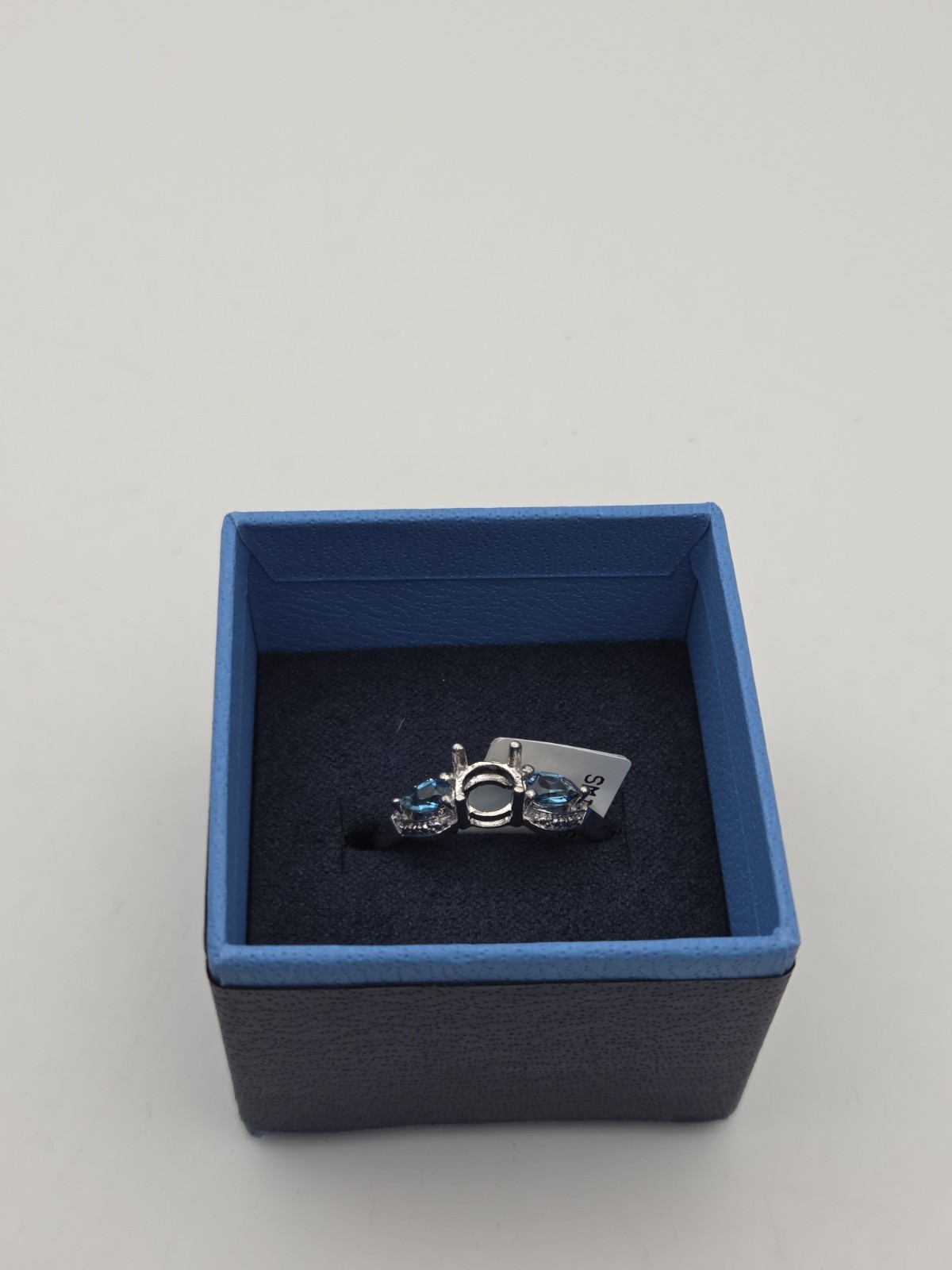 Jtv Ring 6MM MOUNT SETTING .50CTW Pear London Blue Topaz Sterling Silver Sz 9