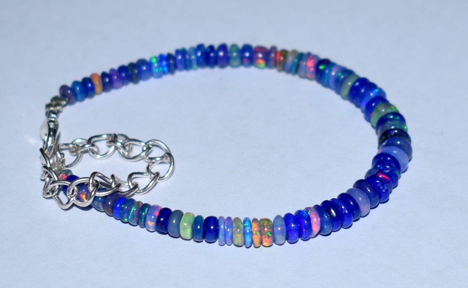 Natural Ethiopian Opal Gemstone Beads 7″Bracelet Fire Opal Beads F3192