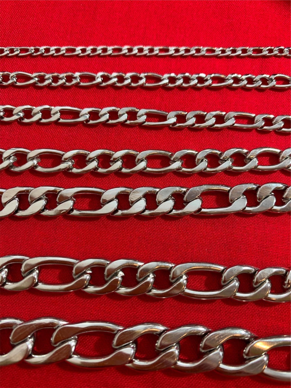 7-40″ STAINLESS STEEL SILVER FIGARO ROPE CHAIN WOMENS MEN3/4/5/7/9/10/12 mm