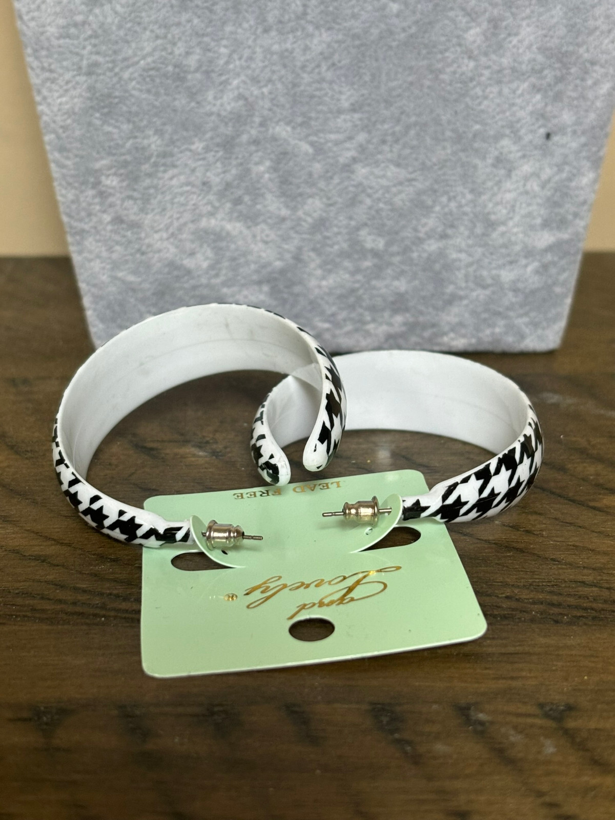 Black And white Houndstooth Hoop Earring Set