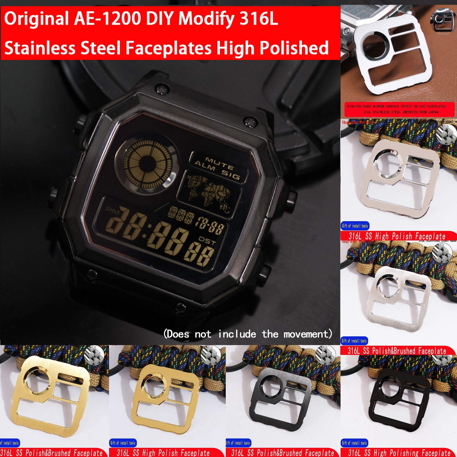 For Casio AE1200 Watch C Faceplate Royale ModSnowflake Texture Sunray WatchDial