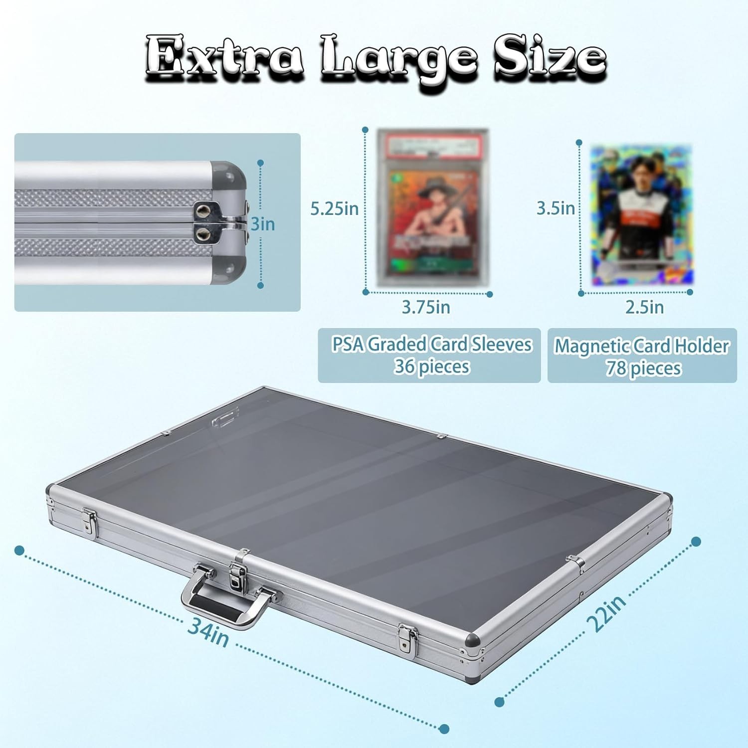 Aluminum Acrylic Clear Top Display Locking Travel Case Trading Coin/Card/Jewelry