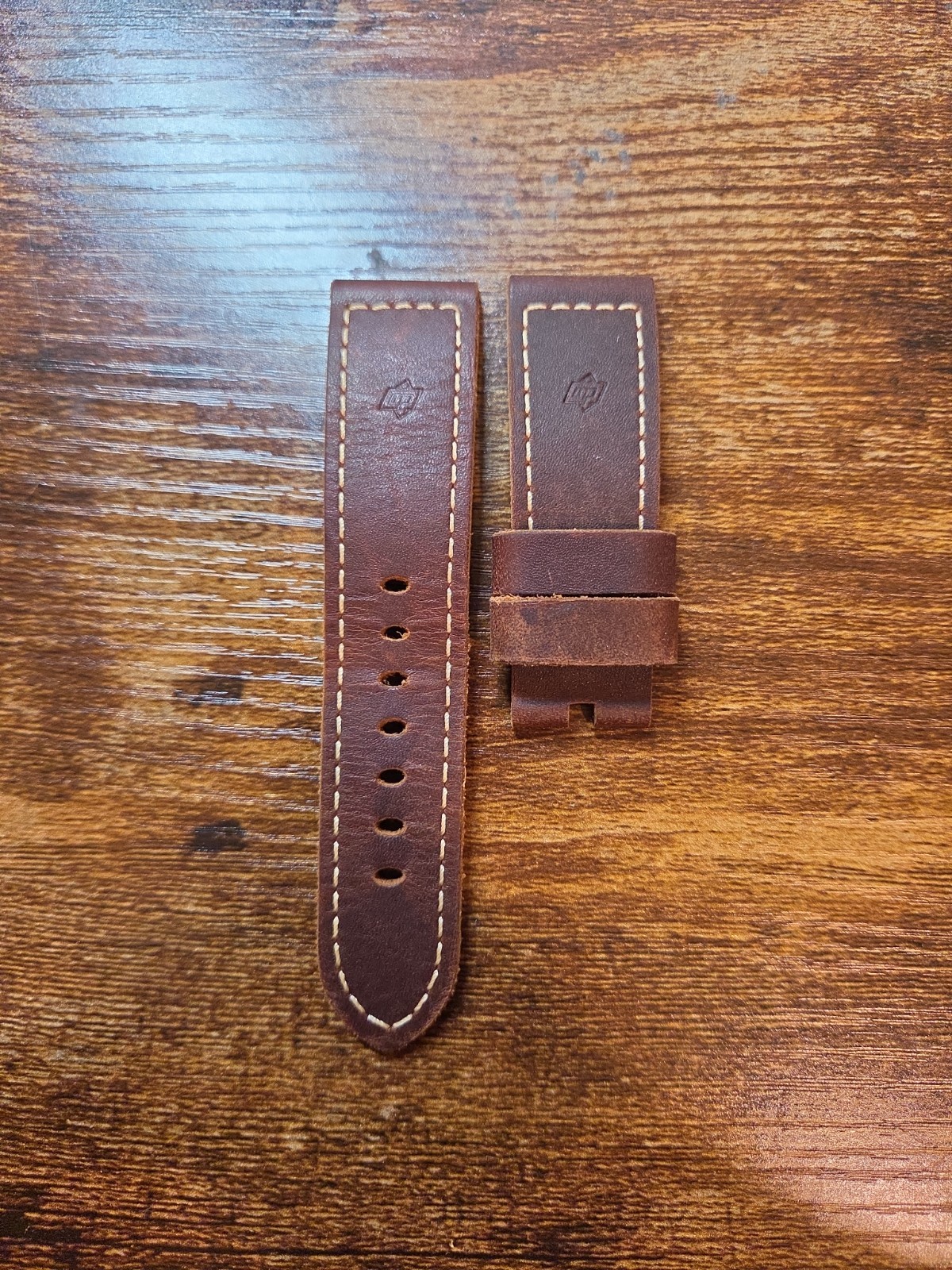 Panerai 24/22mm OEM Ponte Vecchio Brown Raw Cut Leather Strap for Tang Buckle