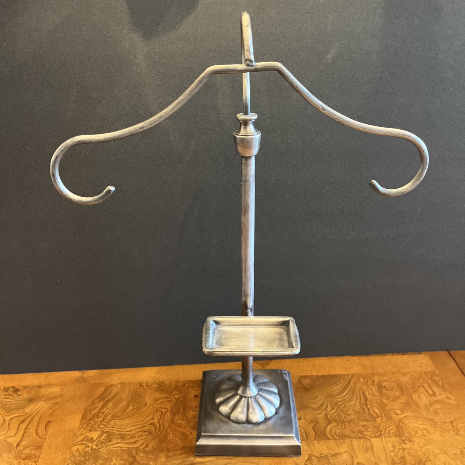 Pottery Barn Brushed Metal Distressed Antiqued Jewelry Stand 17” Necklace Rings