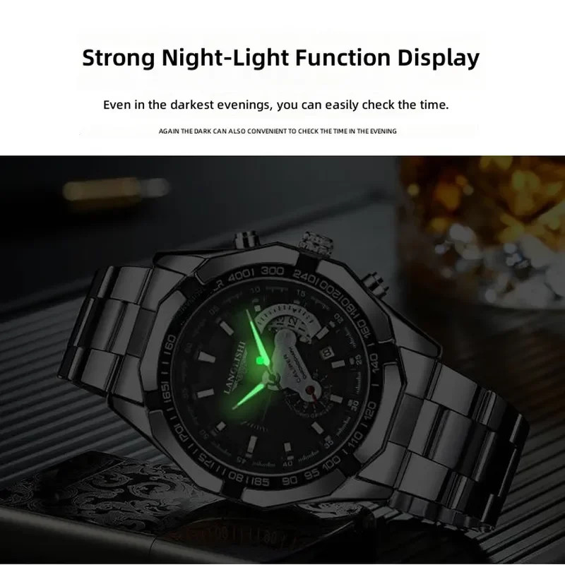 Men’s Large Dial Luminous Waterproof Calendar Watch Outdoor Sport