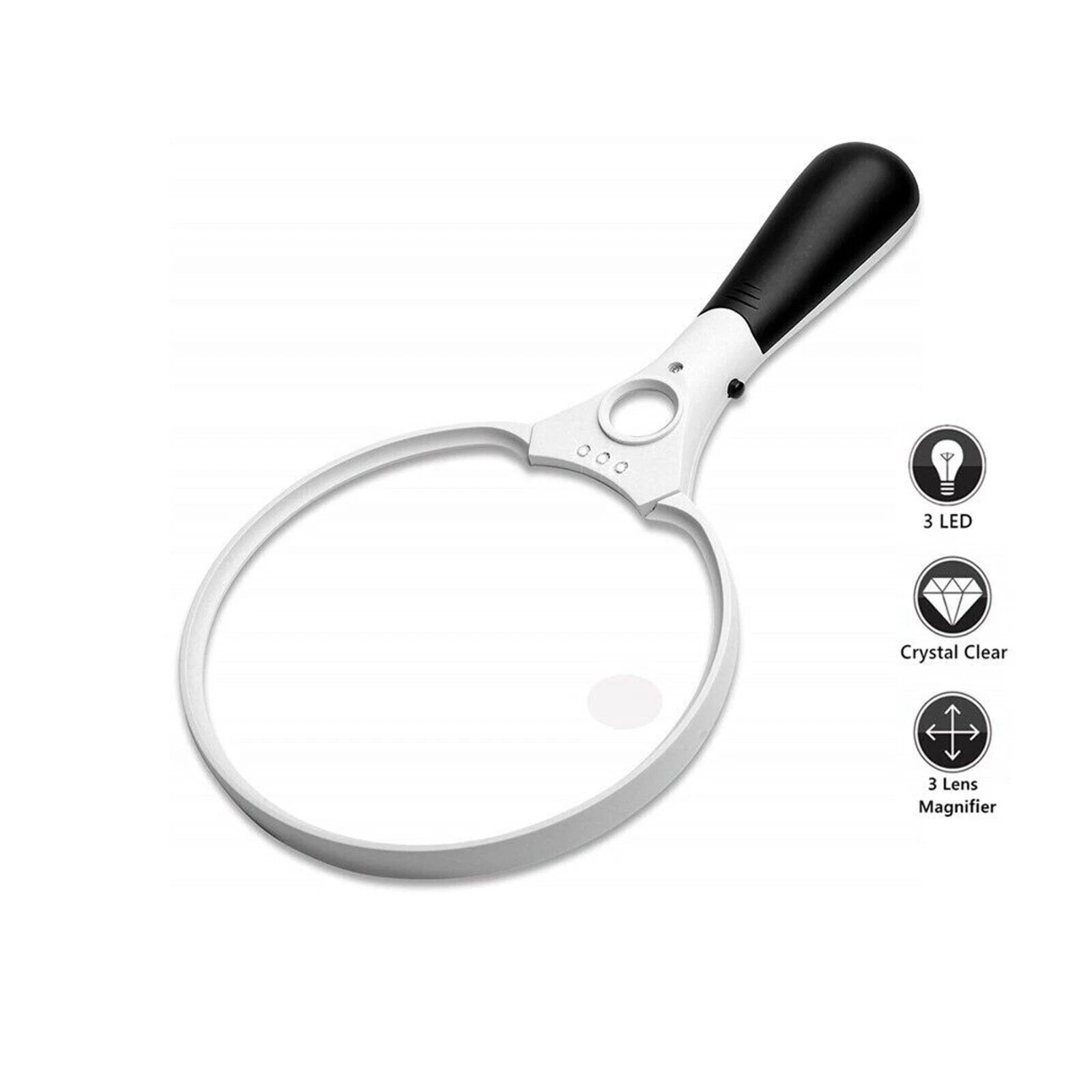 45X Magnifying Glass Handheld Magnifier 3 LED Light Reading Lens Jewelry Loupe