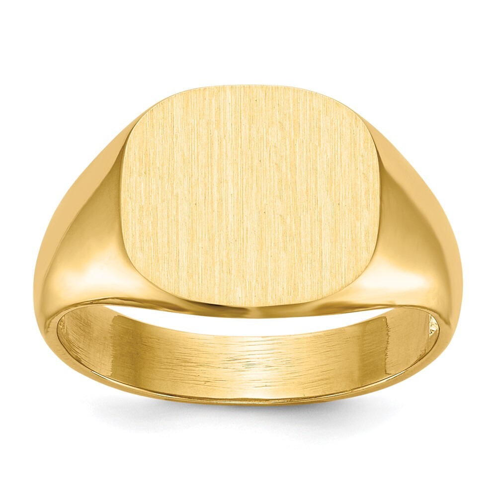 10K Yellow Gold 12.0×13.5mm Open Back Signet Ring For Men Size 10