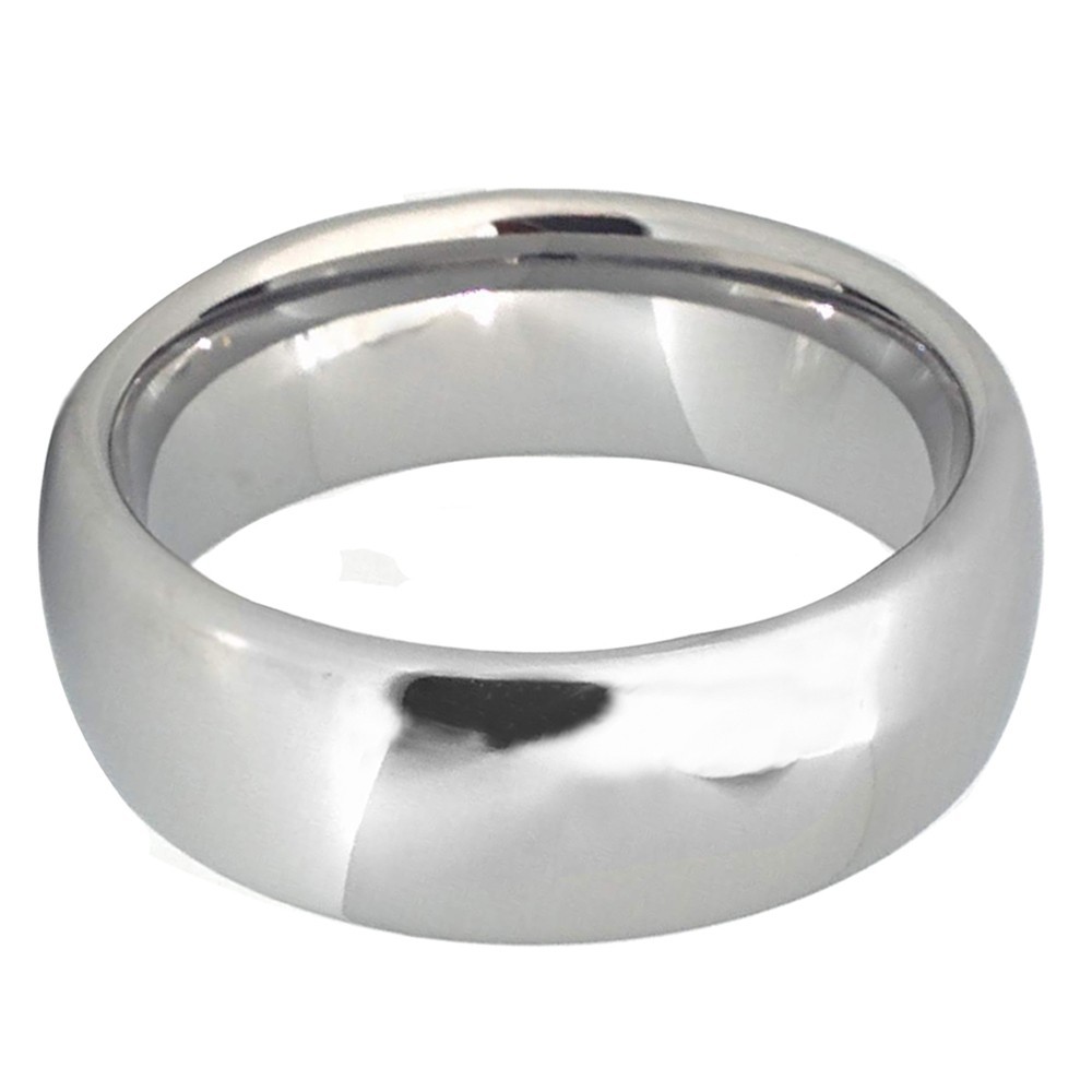 Silver Tungsten Carbide Dome Wedding Band Mens Womens Comfort Fit Promise Ring