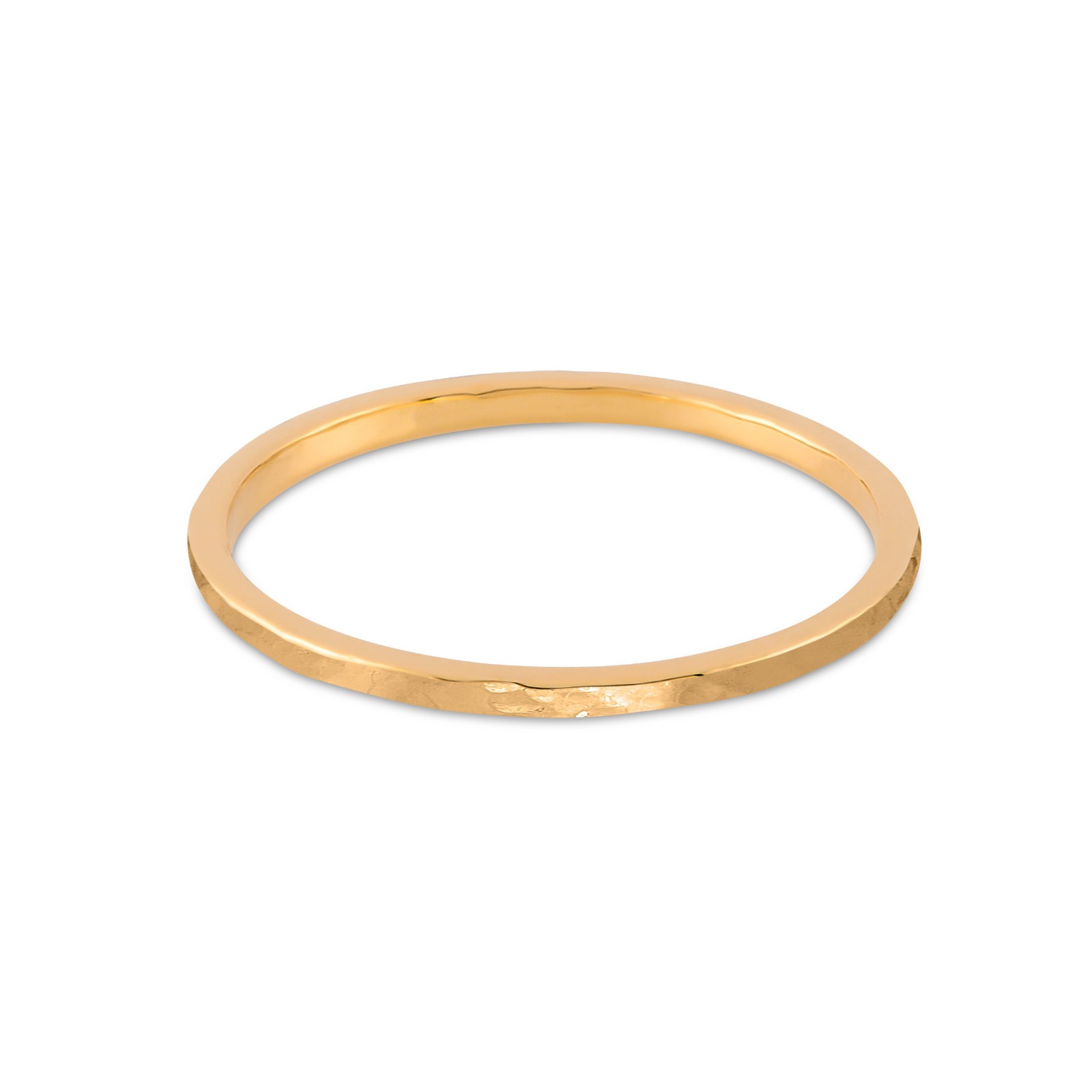Solid 18K Yellow Gold Hammered Ring 1mm Size 1–15 Thin Gold Ring Midi Stack Band