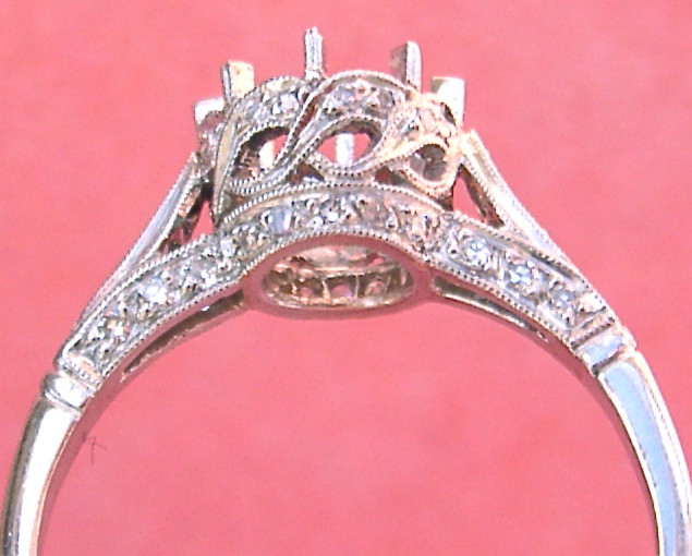 ANTIQUE STYLE 1 ct (6.5mm) SOLITAIRE DIAMOND PLATINUM ENGAGEMENT RING MOUNTING