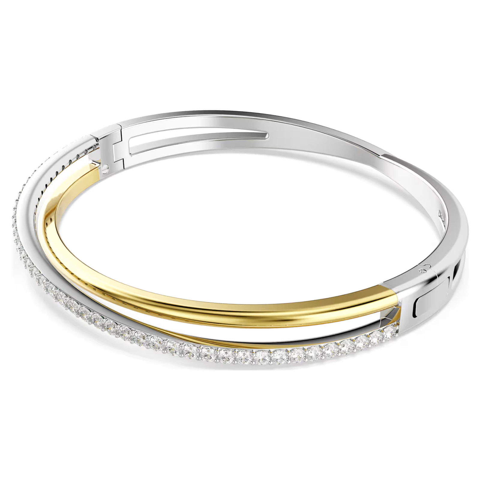 Hyperbola White Mixed Metal Finish Bangle Round Cut New