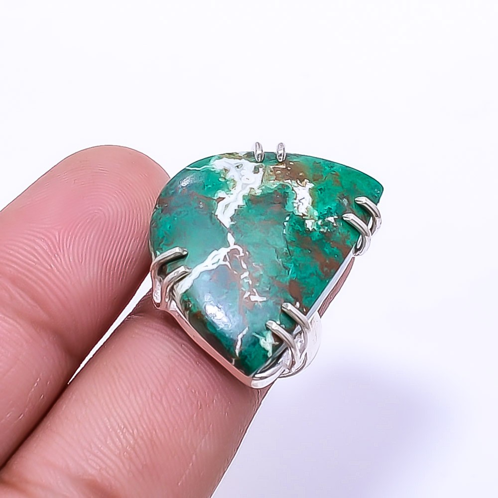 Cuprite Chrysocolla -Africa 925 Sterling Silver Ring 8.5 R9, Christmas Gift