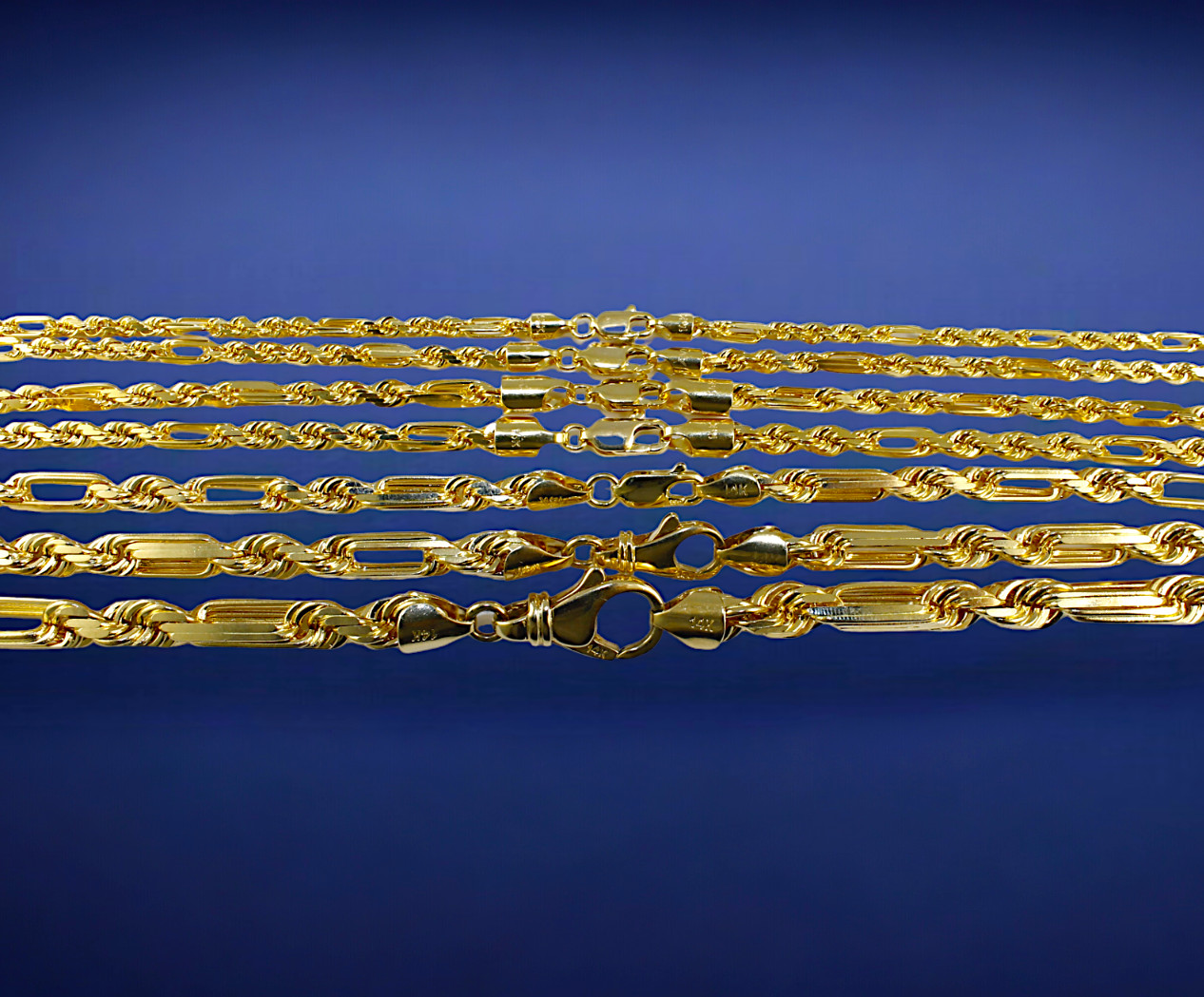 14K Yellow Gold SOLID Milano Figaro Rope Chain Necklace Diamond Cut Real 2mm-7mm