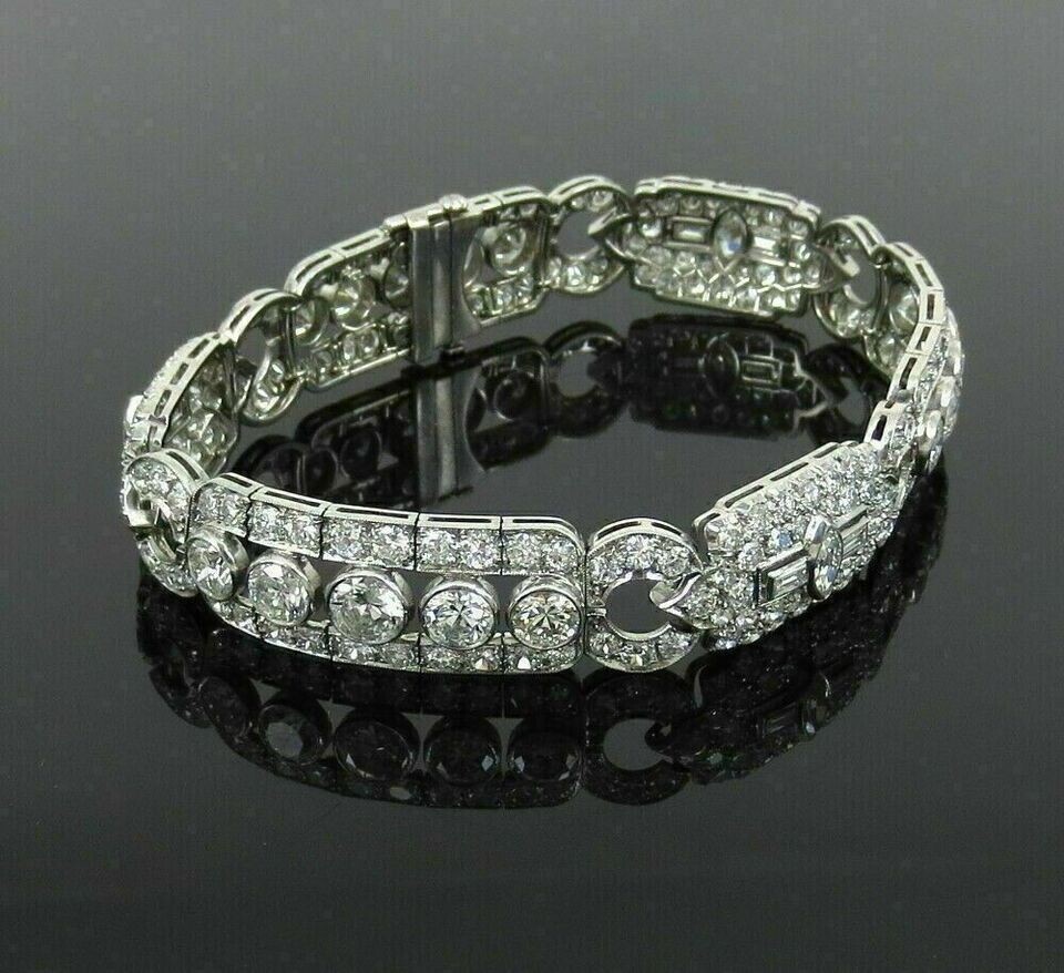 8Ct Art Deco Marquise Baguette Cut Created Diamond Bracelet 14K White Gold FN