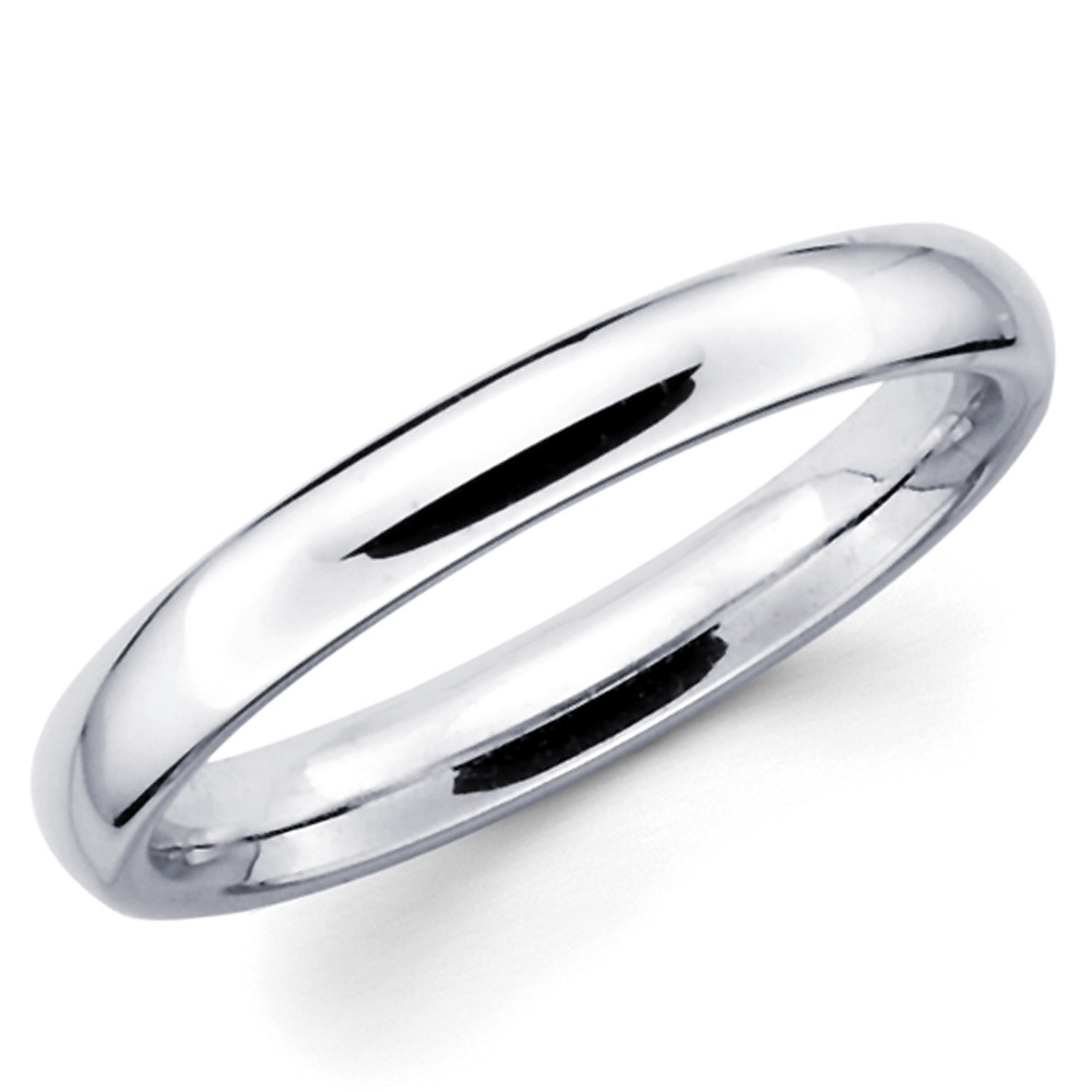 Solid 10K White Gold 2mm 3mm 4mm 5mm 6mm Comfort Fit Men Women Wedding Band Ring