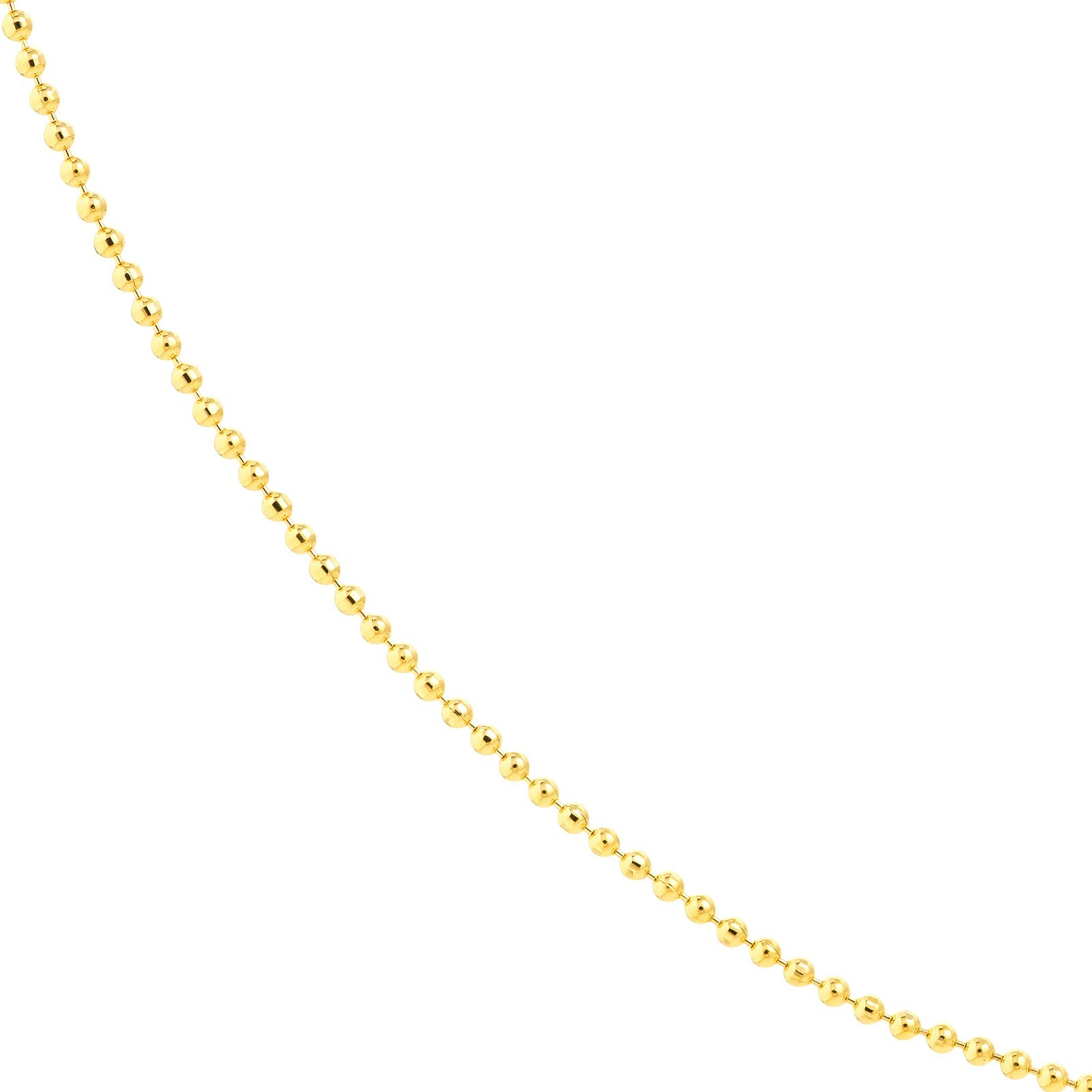 0.78MM DIAMOND CUT BEAD BALL CHAIN NECKLACE REAL 14K YELLOW GOLD