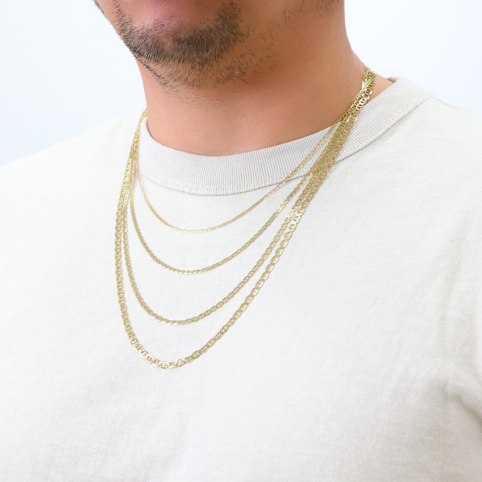 14K Yellow Gold Solid 2mm-7.5mm Mariner Anchor Chain Necklace Bracelet 7″- 30″