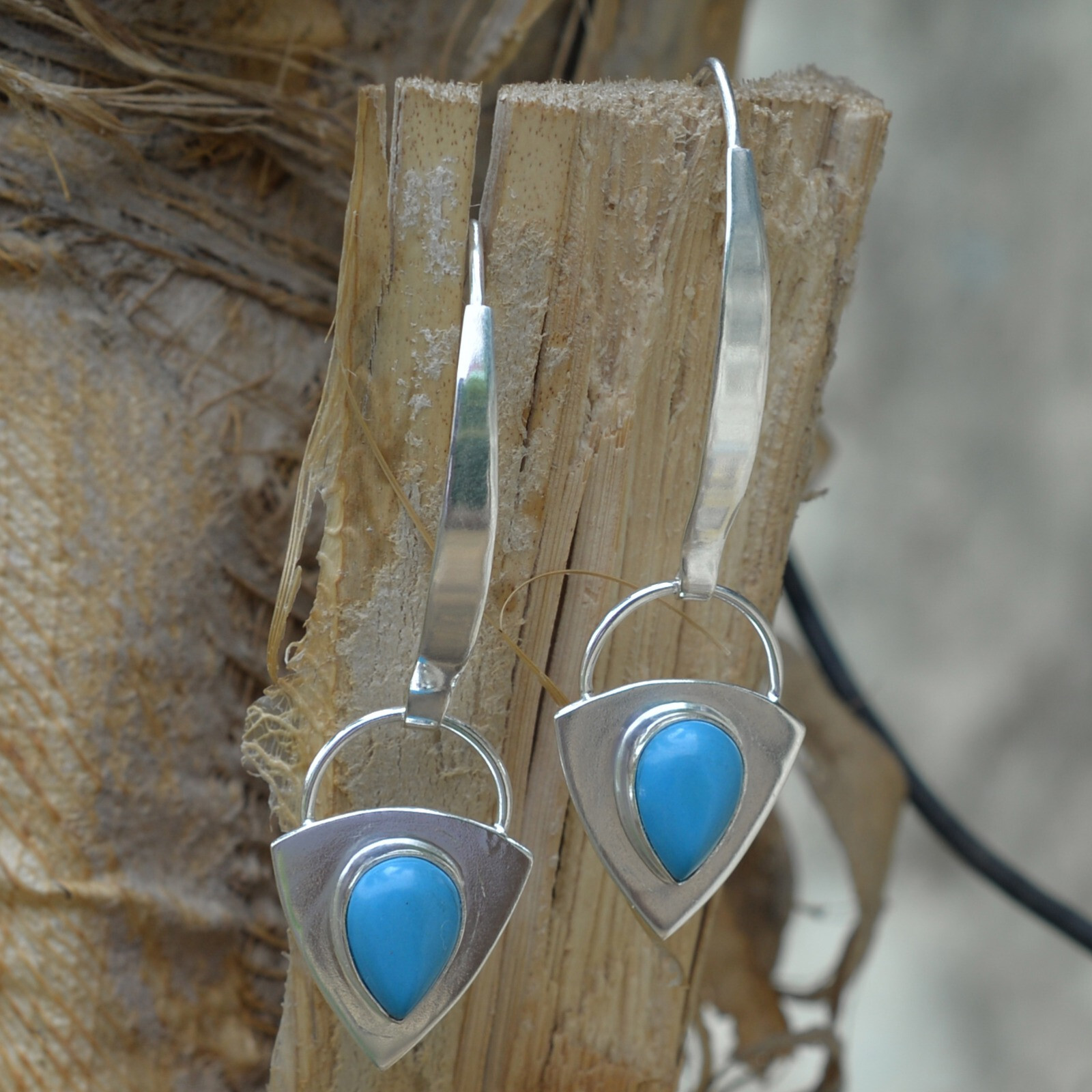 Sleeping Beauty Turquoise Gemstone Earring 925 Sterling Silver Handmade Jewelry