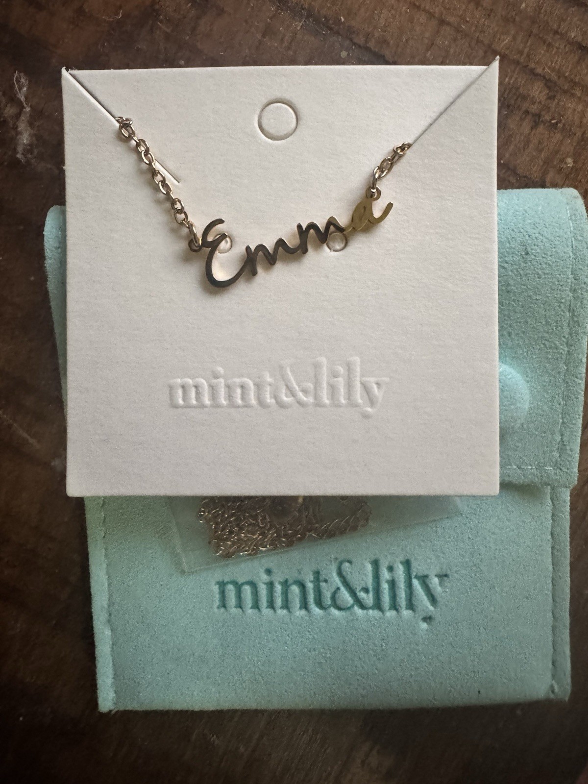 mint&lily Emma Nameplate Letter Pendant Chain Necklace, Gold Tone, Signed