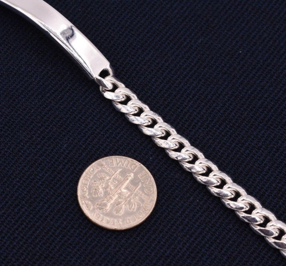 6mm Engravable Solid Miami Cuban Curb Chain Bracelet Real Sterling Silver 925