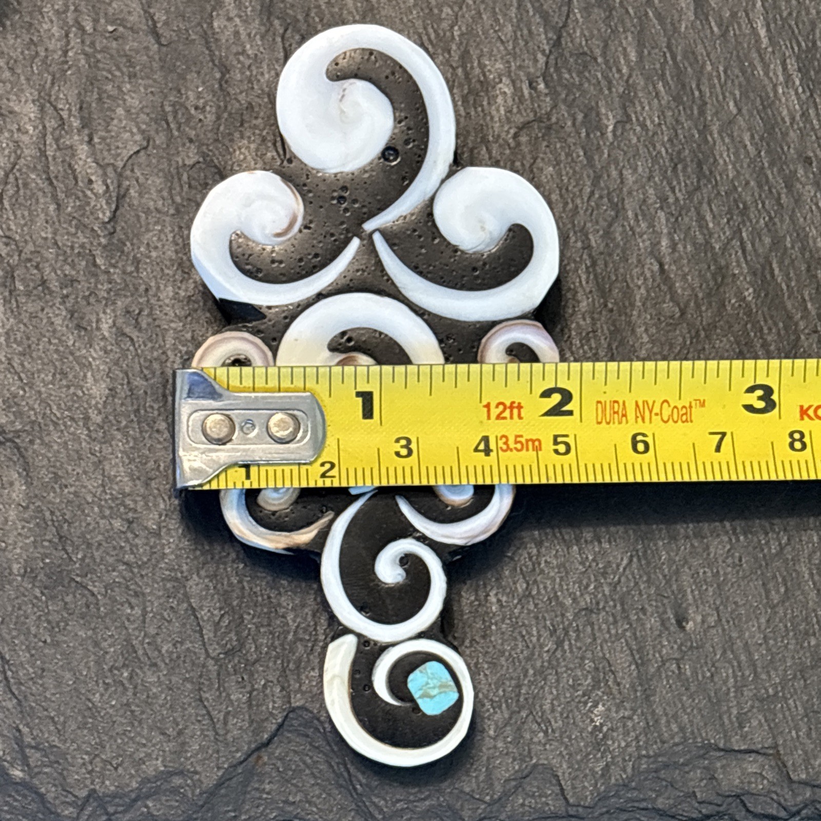 Mary Louise Tafoya Large Abstract Pendant Brooch Unique Stone Turquoise Shell 5v
