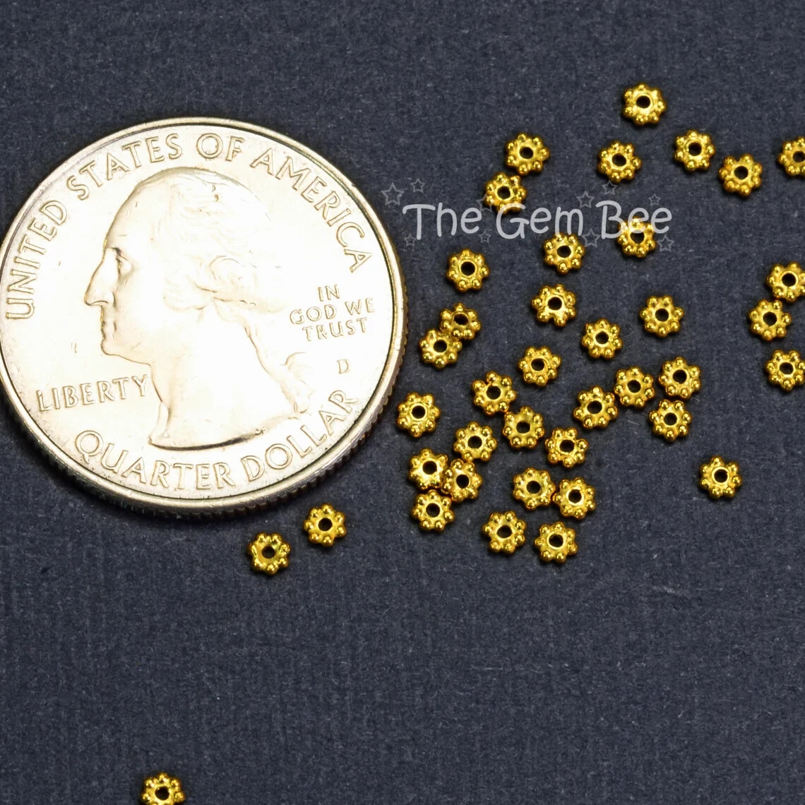 2.5mm 18k Solid Yellow Gold Daisy Spacer Findings (10)