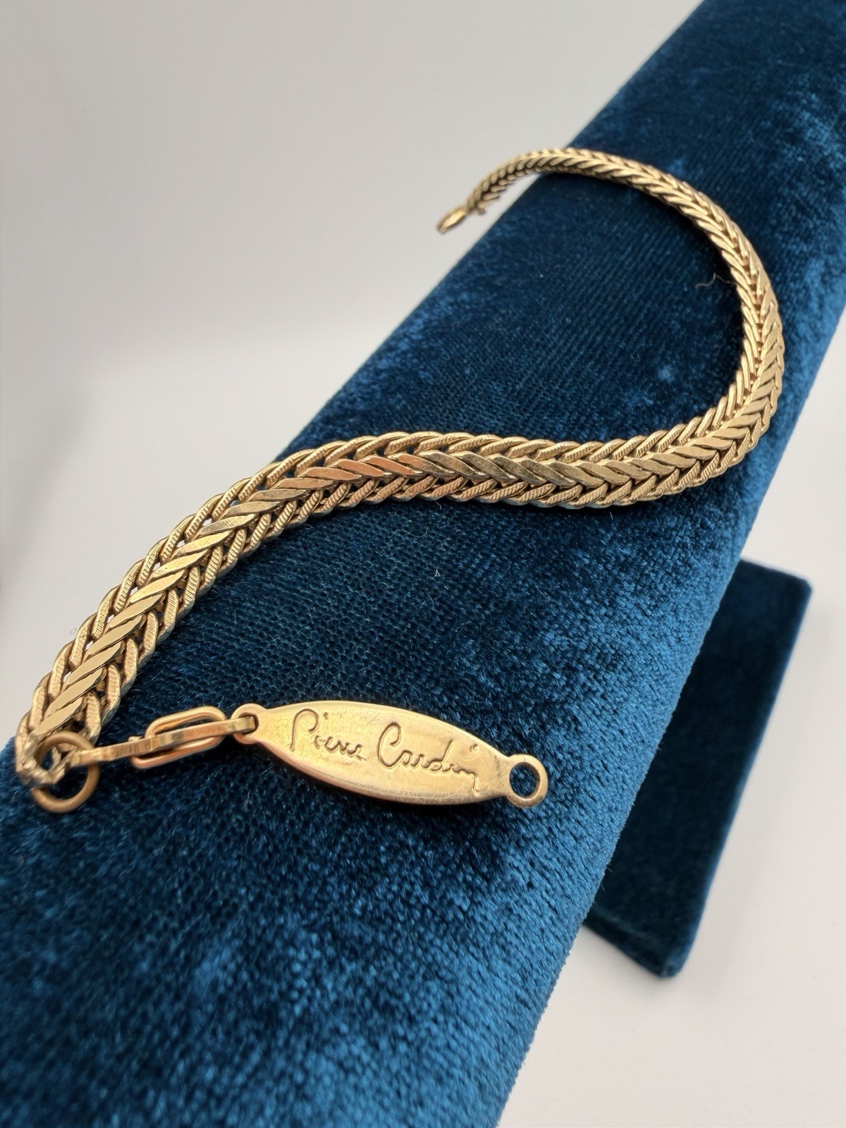 Vintage Pierre Cardin Gold Tone Herringbone Bracelet 8” Signed PAT 537985
