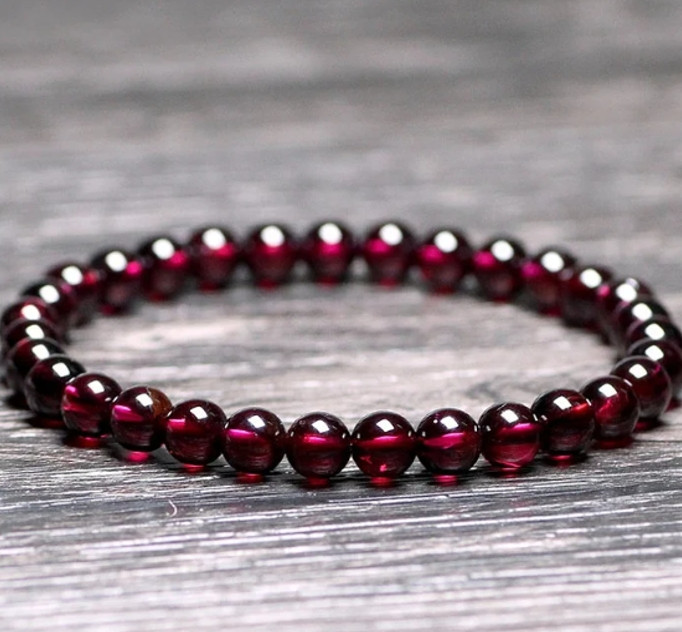 2025HOT!! 5mm Garnet Gemstone Beads Healthy Reiki Women Bracelet Birthstone Gift