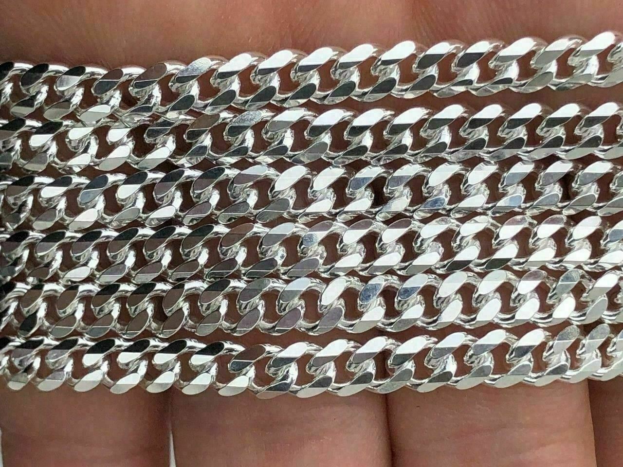 Solid 925 Sterling Silver Mens 5mm Tight Link Miami Cuban Link Chain Heavy ITALY