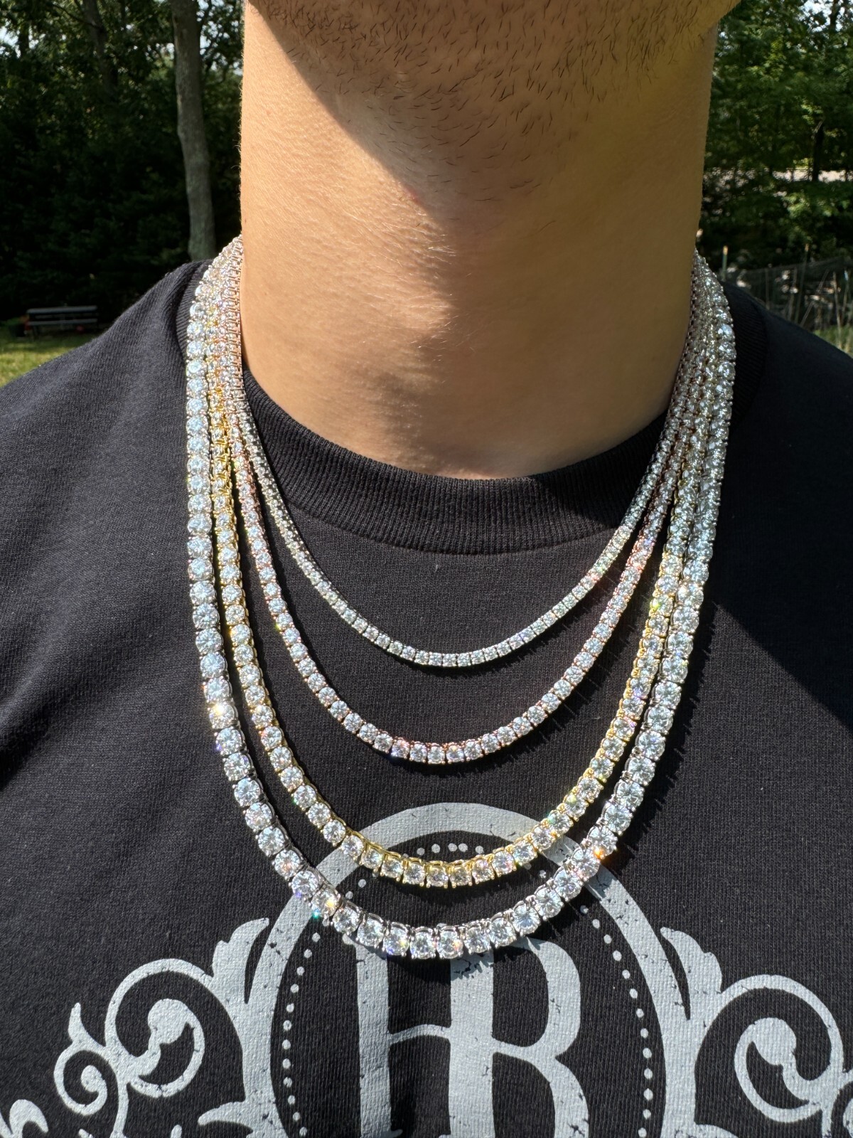 Tennis Chain Real SOLID 925 Sterling Silver CZ ICED Necklace Chain Hip Hop