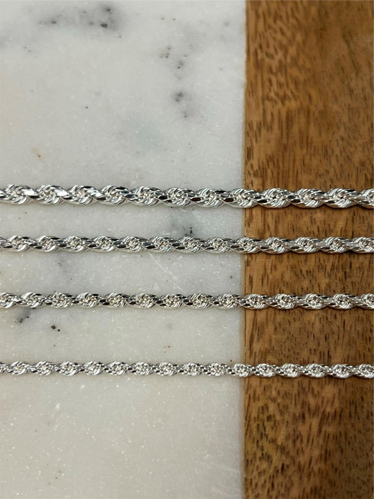 925 Sterling Silver Rope Chain Necklace 3mm 3.50mm 4mm 5mm, Lobster Clasp, New