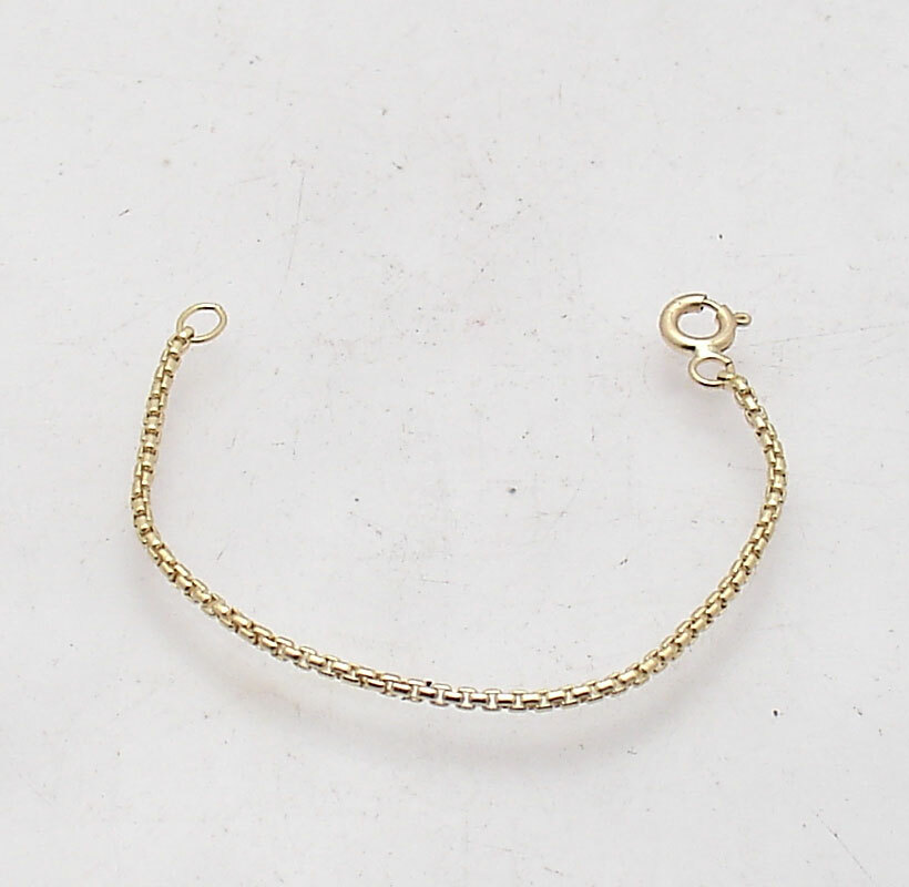 1.3mm Round Box Extender 4 Bracelet Necklace Chain Pendant Real 14K Yellow Gold