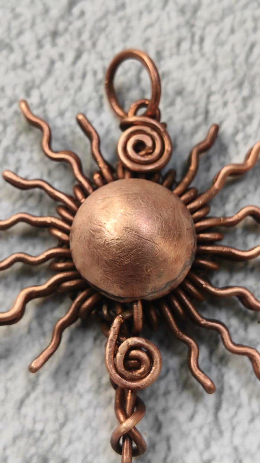 Sun Copper Pendant Wire Wrapped Enhances Energy Health Luck Jewelry #PS0003