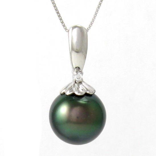 10-11mm Tahitian Black Pearl 0.65g 925 Sterling Silver Pendant