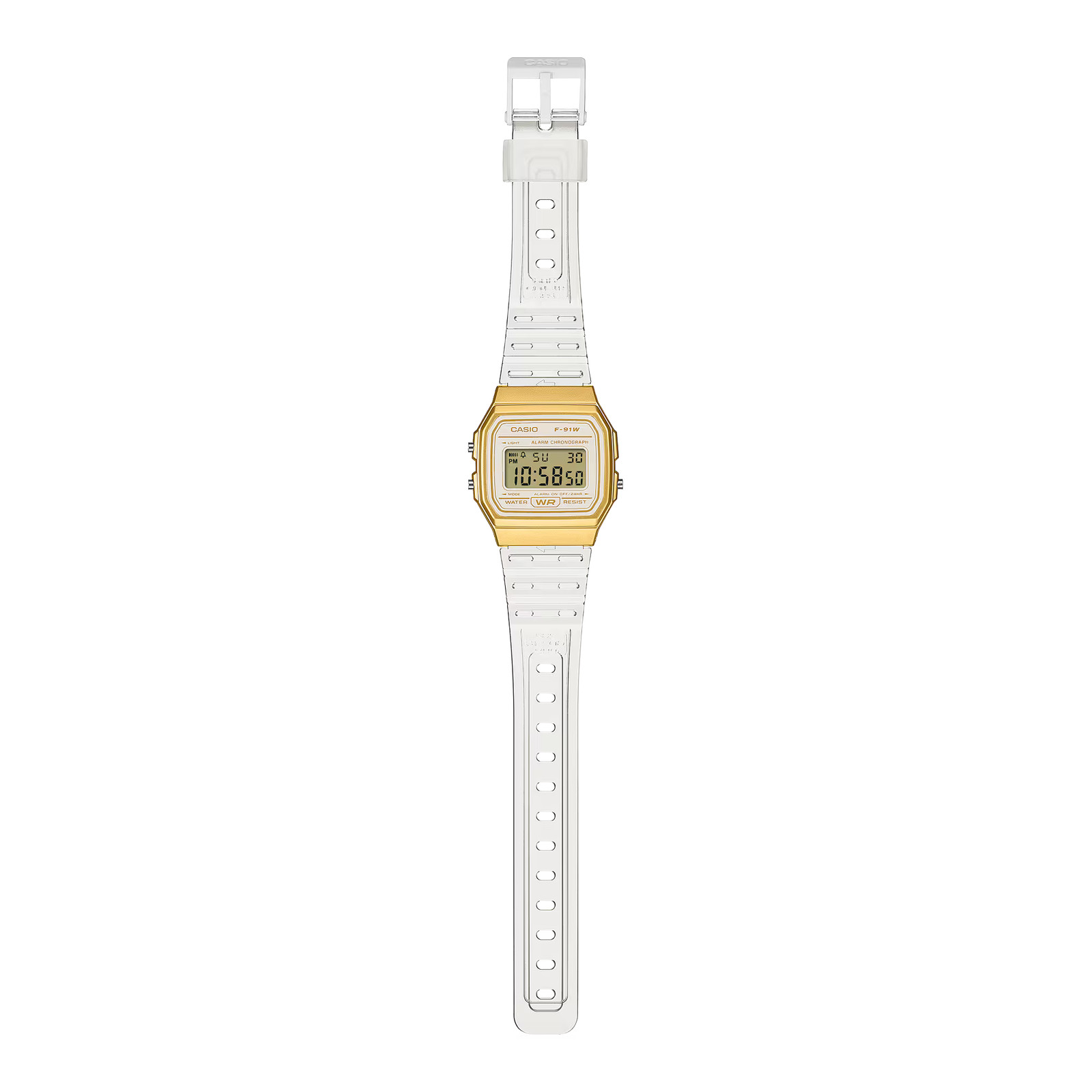 CASIOF-91WS-7A2 TRANSPARENT GOLD DIGITAL WATCH