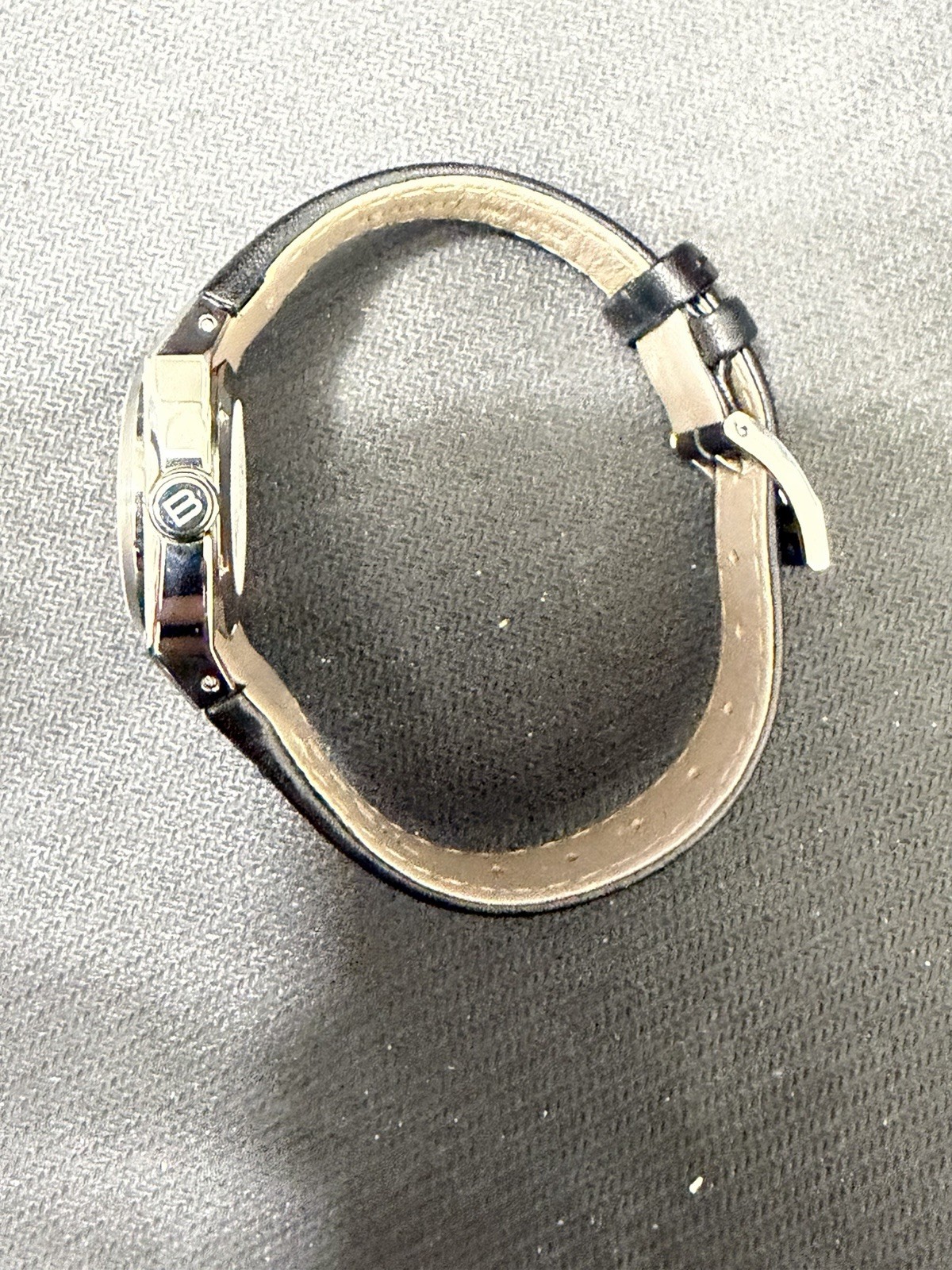 Breil Milano Square Crystal Bezel Black Dial Leather Watch – Brand New