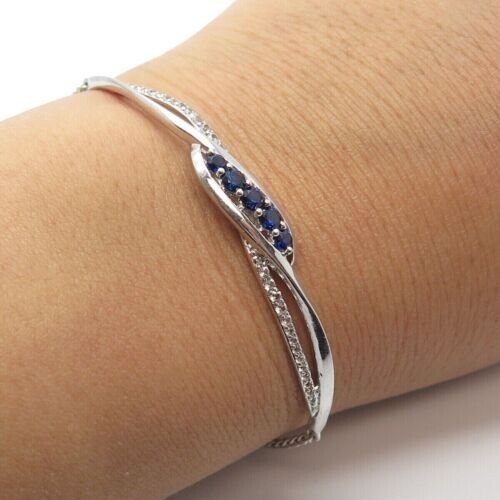 Christmas Gift Bolo Bracelet 4CTRound Lab Created Sapphire 14K White Gold Finish