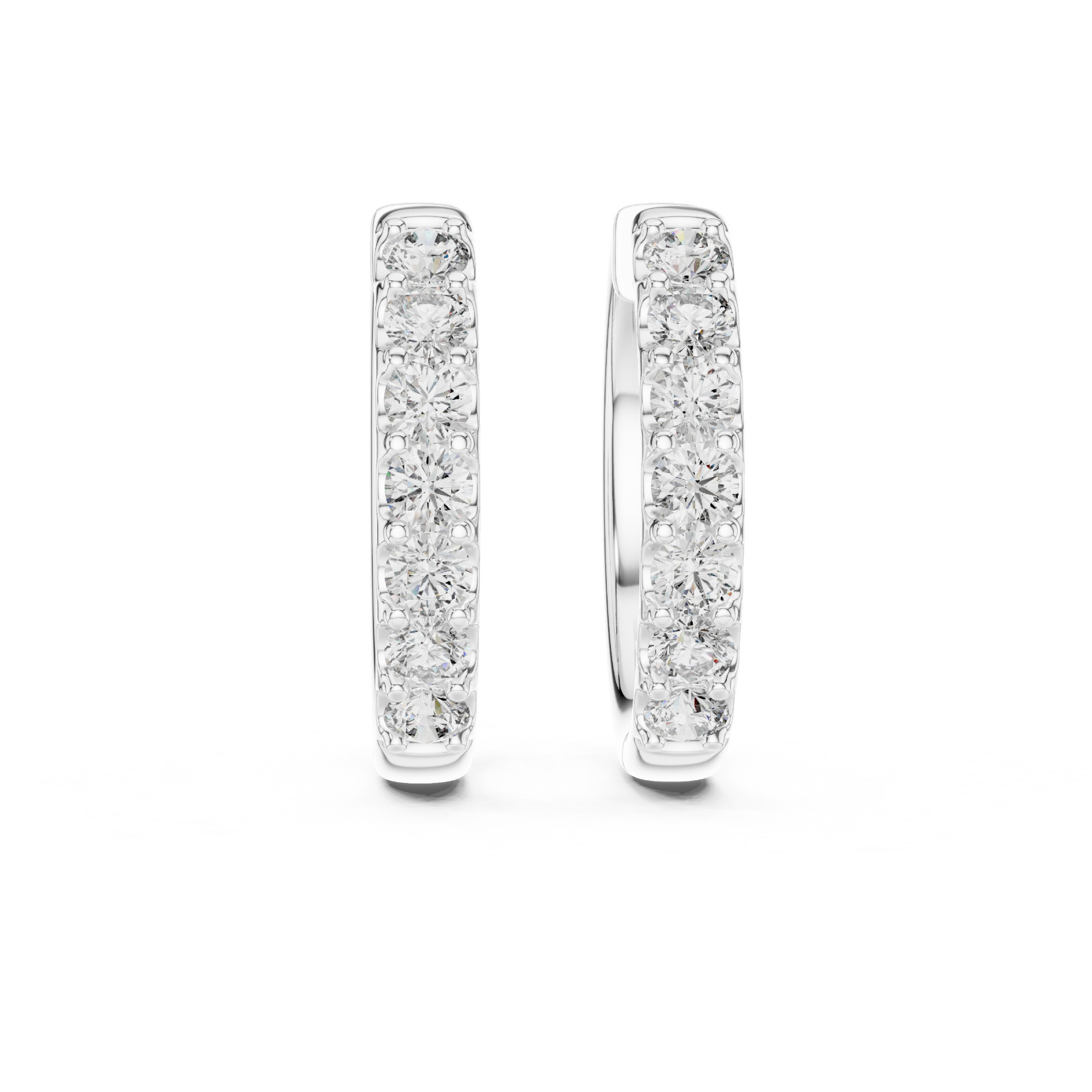 Lab Created Genuine Diamond Hoop Earrings in 925 Solid Sliver
