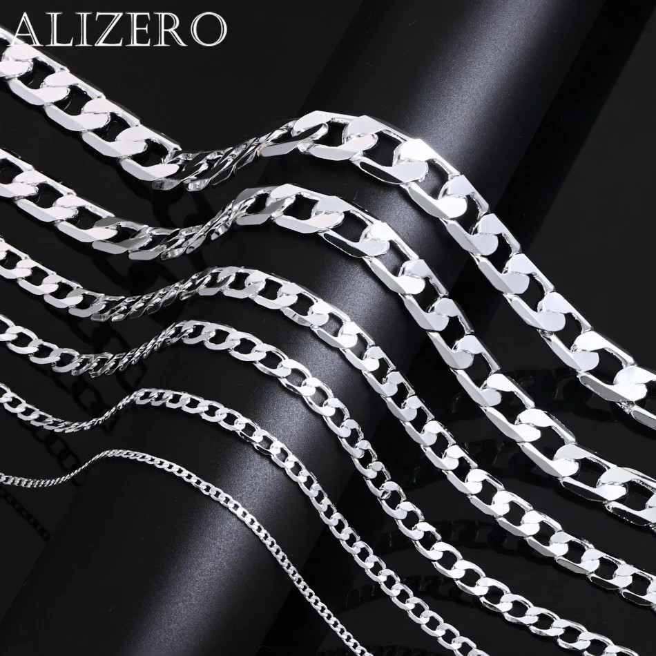 Mens 925 Sterling Silver Necklace 2/4/6/8/10/12MM 40-75cm Chain Necklace