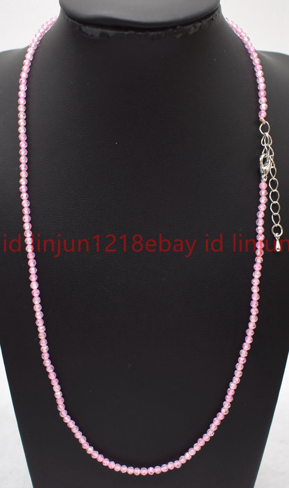 Natural Beautiful 3mm Faceted Pink Zircon Round Gemstone Beaded Necklace 16-28in