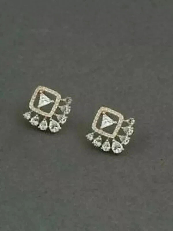 1.50Ct Trillion Lab-Created Push Back Women’s Stud Earrings 14K Rose Gold Finish