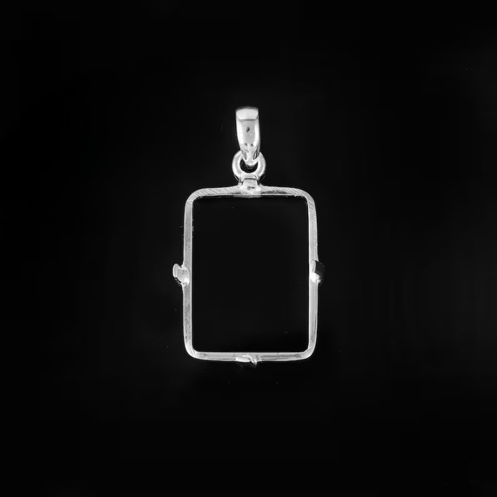 925 Sterling Silver 12x15mm Rectangle Bezel Pendant Setting Handmade Semi Mount
